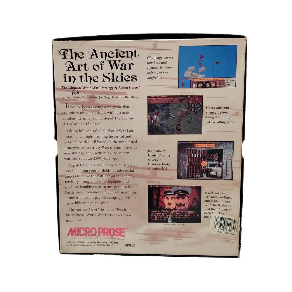Vintage 1992 MicroProse The Ancient Art of War in the Skies DOS PC Big Box Set